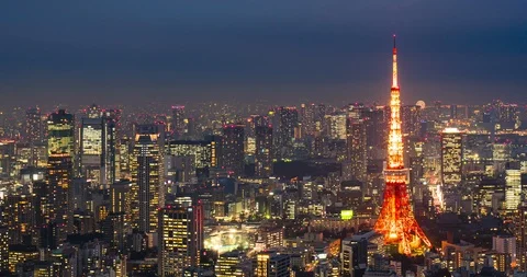 Time lapse - Tokyo Tower Stock Footage 125497231