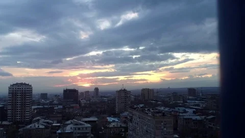 A Time-Lapse from the Top of The Building In Yerevan, Armenia Stock Footage 76402451