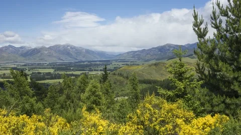 Time-lapse from the top of Conical Hill, Hanmer Springs, New Zealand. Video stock 134739273