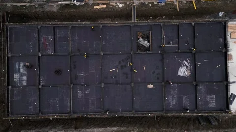 Time lapse of top down view of construction site of residential building Stock Footage 278666108