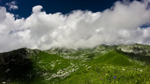 Time-lapse of The top of the mountain Fisht is hidden in the clouds Stock Footage 81333432