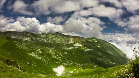 Time-lapse of The top of the mountain Fisht is hidden in the clouds Stock Footage 81333435
