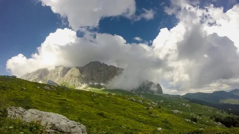 Time-lapse of The top of the mountain Fisht is hidden in the clouds Stock Footage 81333441