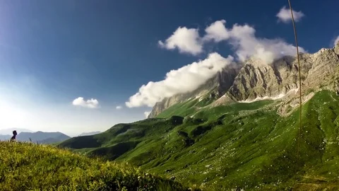 Time-lapse of The top of the mountain Fisht is hidden in the clouds. Stock Footage 81333452