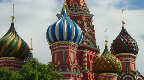 Time-lapse of the top of St. Basil's Cathedral Moscow. Stock Footage