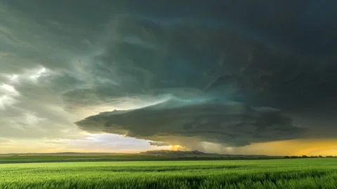 Time lapse of Tornadic Cell over Grassy Field Stock Footage 136117153