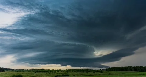 Time lapse of tornado warned supercell storm rolling through the fields in Stock Footage 157041842