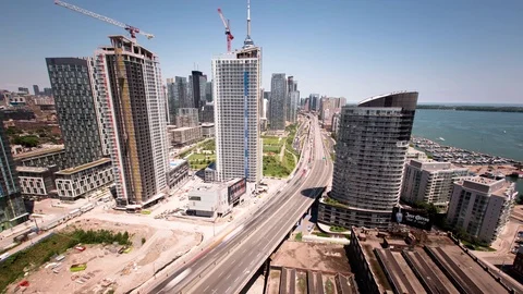 Time Lapse of Toronto Buildings Construction Condos and Traffic Stock Footage 70728524