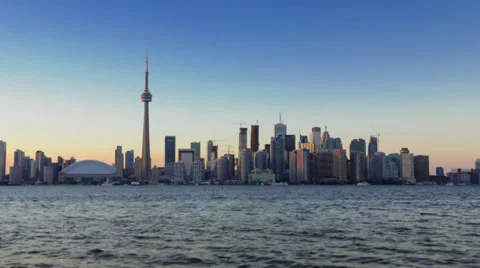 Time-lapse Toronto skyline at dusk Stock Footage 30485905