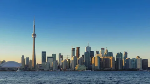 Time-lapse Toronto skyline at dusk Stock Footage 30485970
