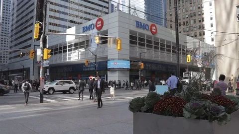 Time lapse of Toronto's Financial District outside BMO Tower Video stock 73580731