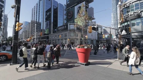 Time lapse of Toronto's first scramble crosswalk Stock Footage 72231925