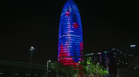 Time lapse Torre Agbar at night Stock-Footage 37349332