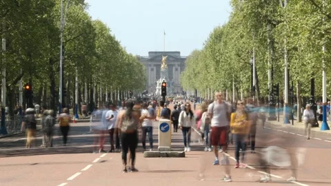 Time lapse of tourists down The Mall in London 스톡 동영상 131881786