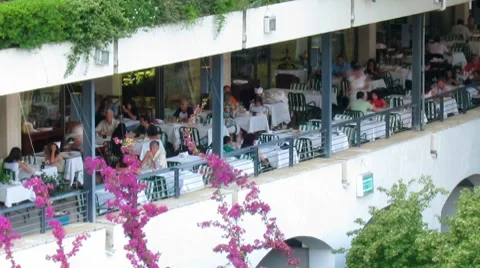 Time-lapse: tourists during dining, Corfu, Greece Stock Footage