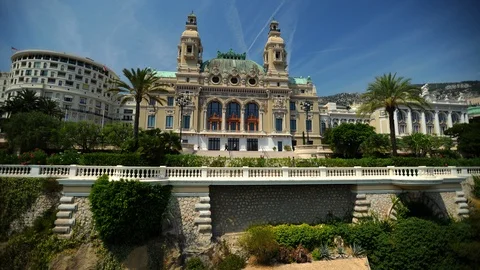 Time Lapse of Tourists People Visit Monte Carlo Casino Building Iconic Landmark Stock Footage 98038752