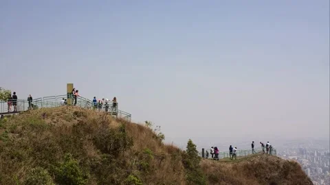 Time lapse from tourists in Serra do Curral mountain overlooking Belo Horizonte  Stock Footage 161130818