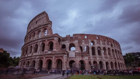 Time Lapse - Tourists Walking around Rome Colosseum in Italy Stock Footage 121304953