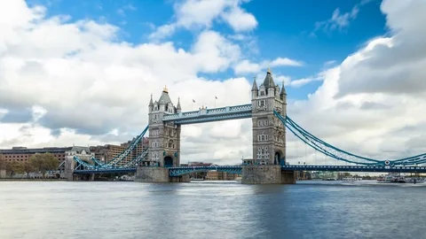 Time lapse of Tower Bridge and river Thames, London, UK Stock Footage 77852592