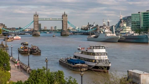 Time Lapse of tower bridge and the River Thames Stock Footage 149382862