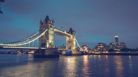 Time lapse, Tower Bridge in London in sunset time Stock Footage 110366656