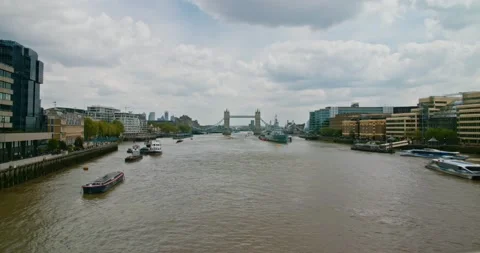 Time Lapse of Tower bridge over river thames with boats , London, England Stock Footage 149875878