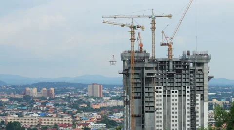 Time lapse tower crane and building working under construction. Stock Footage 45457175