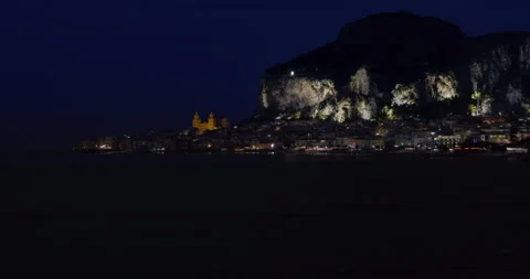 Time lapse of the town of Cefalu from sunset to evening Stock Footage 161594656