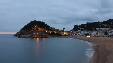 Time lapse of the town of Tossa de Mar at sunset Stock Footage 122512109