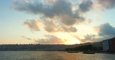 Time lapse of traditional architecture and sunset in Naples, Italy. Stock Footage 72997026