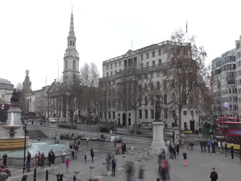 Time lapse. Trafalgar Square, and historic buildings. Stock Footage 71139664