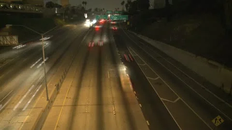 Time Lapse of Traffic on the 101 Freeway at Night  Los Angeles Stock Footage 10882847
