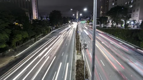 Time lapse of Traffic on 23 de Maio Avenue Stockbeeldmateriaal 154216421