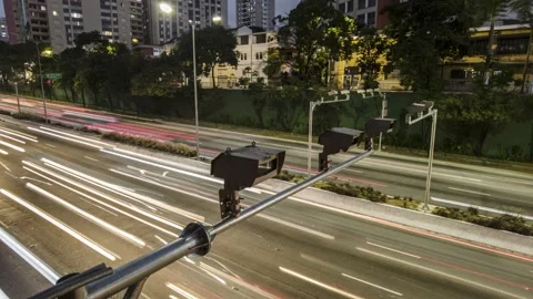 Time lapse of Traffic on 23 de Maio Avenue Stockbeeldmateriaal 166484098