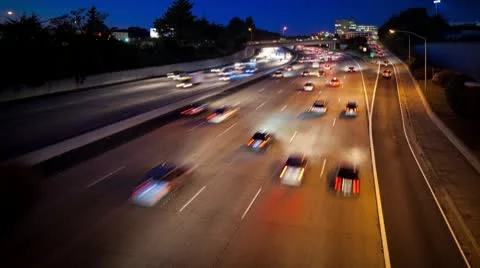 Time lapse of traffic on the 280 Freeway at night Stock Footage 10578199