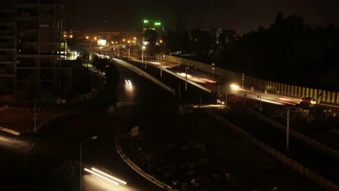 Time lapse of traffic in Addis Ababa at night. Stock Footage 132346017