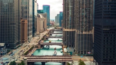 Time-lapse of traffic along the Chicago Riverfront Stock Footage 102906270