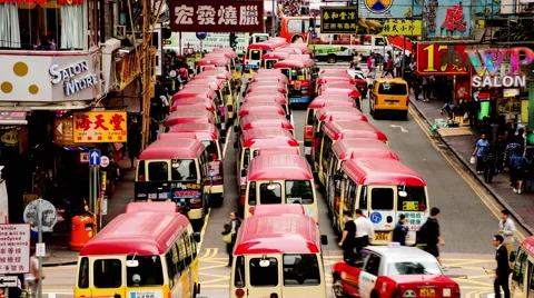 Time Lapse of Traffic and Buses in Kowloon Hong Kong Stock Footage 53913710
