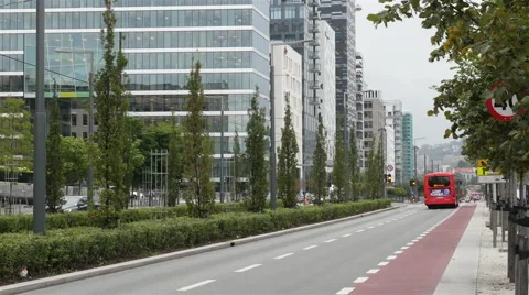 Time Lapse - Traffic &amp; Bar Code Buildings / Oslo Skyline in Oslo Norway 動画素材 61959088