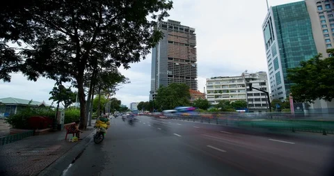 Time lapse of traffic at the Ben Nghe District 1 area in Saigon, Vietnam. Stock Footage 115283132