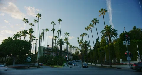 Time-lapse of traffic at the Beverly Hills Hotel in Beverly Hills, Los Angeles Stock Footage 115474362