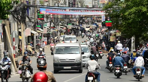 Time Lapse of Traffic in Busy District of Ho Chi Minh City Vietnam Stock Footage 45614782