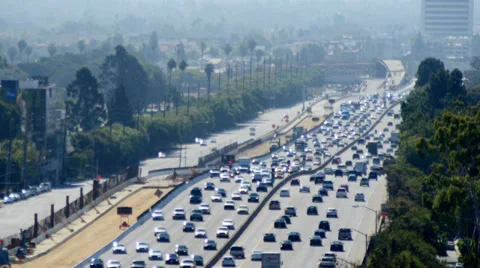 Time Lapse of Traffic on Busy Freeway in Los Angeles Stock Footage 28120952