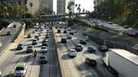 Time Lapse of Traffic on Busy Freeway in Los Angeles Stock Footage 31745181