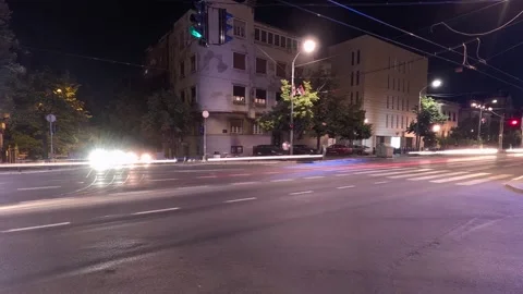 Time Lapse Traffic Car Lights In The City At Night Stock Footage 339974468