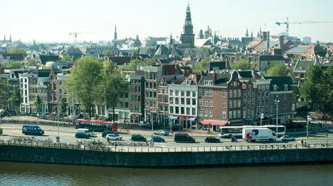 Time Lapse of Traffic in Central Amsterdam Netherlands Daytime Stock Footage 58893151