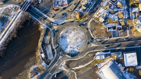 Time Lapse of Traffic Circle Roundabout Stock Footage 101932020