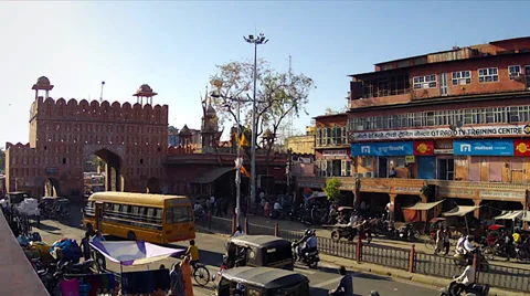 Time Lapse Of Traffic Conditions During Afternoon 'rush Hour' In Jaipur, India. Stock Footage 37516476