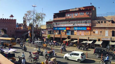Time lapse of traffic conditions during afternoon 'rush hour' in Jaipur, India. Stock Footage 37516948