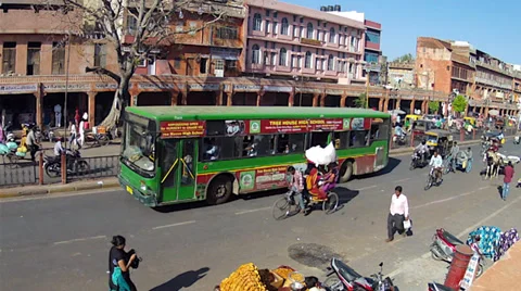 Time lapse of traffic conditions during afternoon 'rush hour' in Jaipur, India. Stock Footage 37518513